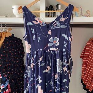 Maternity dress dark blue floral maxi